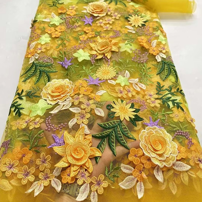 Textile And Sewing Supply - 90x130cm 3D Çiçek İşlemeli Tül Dantel