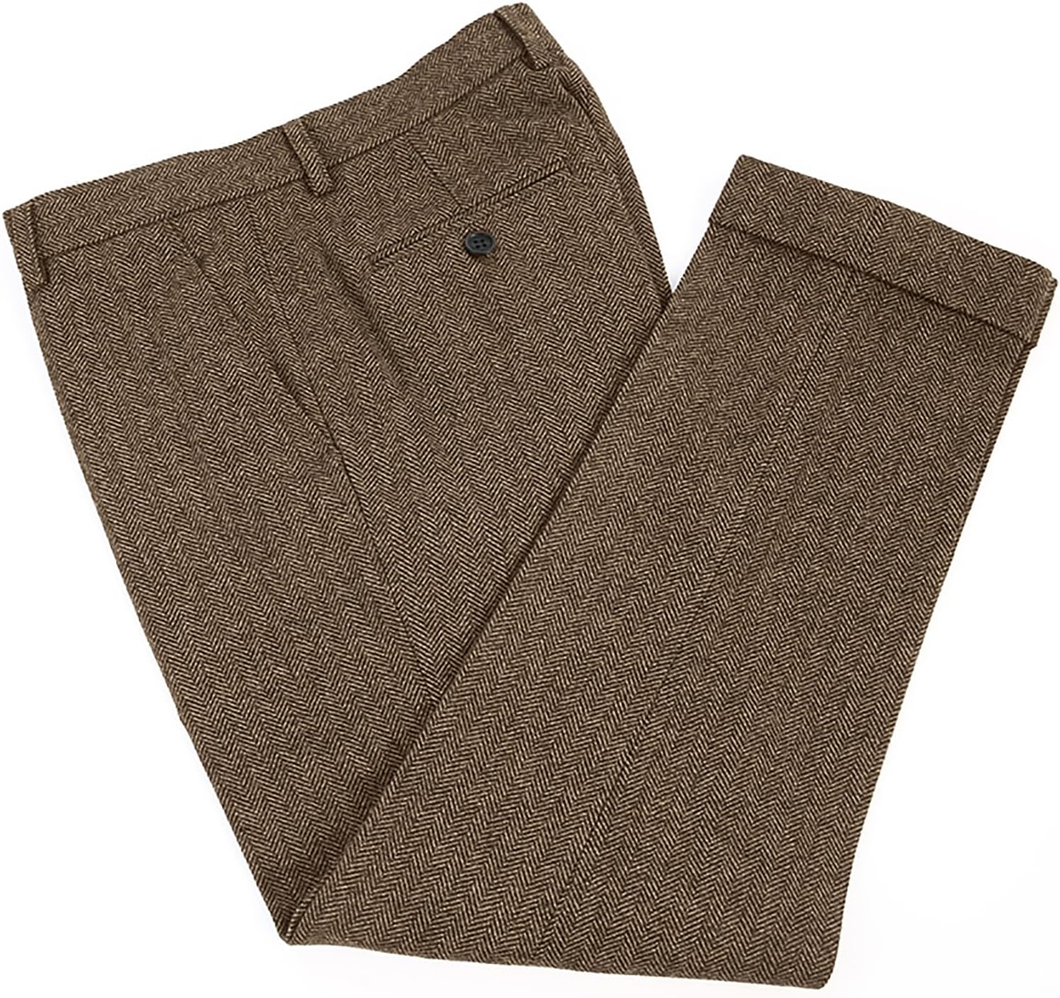 Sewing Tweed - Balıksırtı Desenli Tüvit Pantolon Vintage Düz