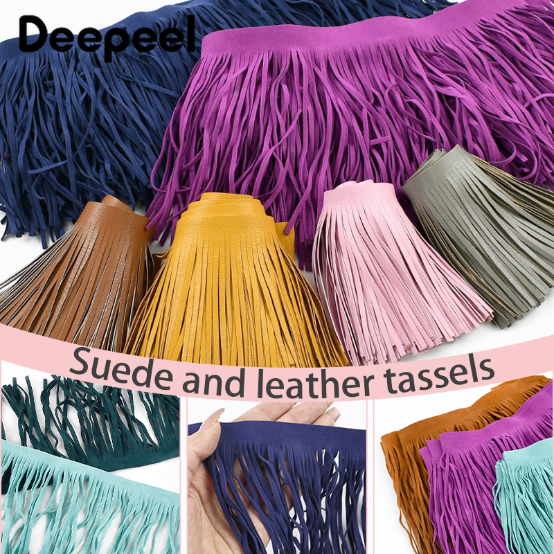 Textile And Sewing Supply - 1M 10-30cm Deri Süet Püskül Saçakları