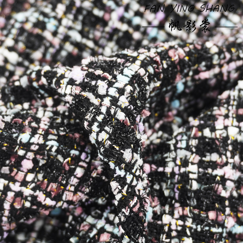 Sewing Tweed - 2025 Siyah Ekose Şık Tüvit Kumaş,