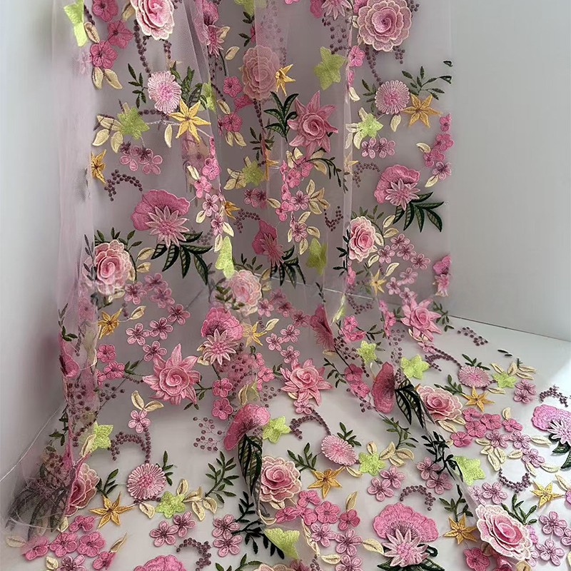90x130cm 3D Çiçek İşlemeli Tül - Textile And Sewing Supply incelemesi ve fiyatı