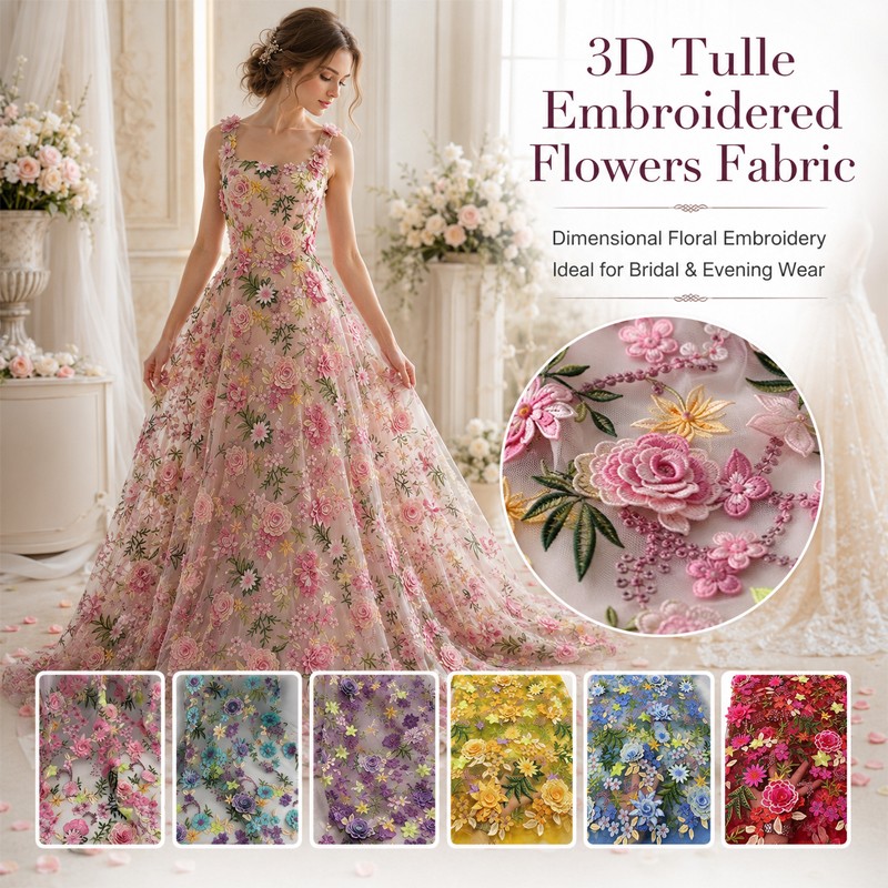 90x130cm 3D Çiçek İşlemeli Tül - Textile And Sewing Supply incelemesi ve fiyatı
