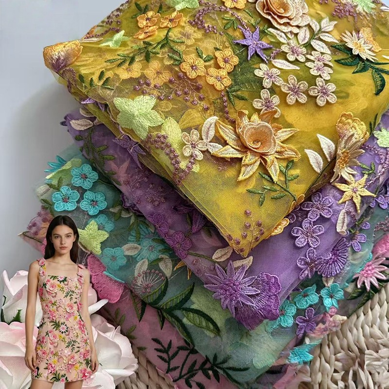 90x130cm 3D Çiçek İşlemeli Tül - Textile And Sewing Supply incelemesi ve fiyatı